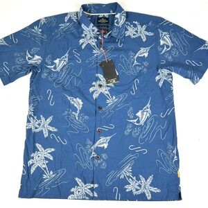 Quicksilver Waterman Shirt Men's Medium Casual Button Up Beach Marlin NWT New